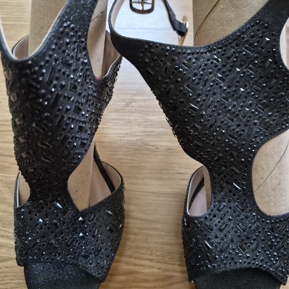 De Blossom Collection Black Embellished Heels